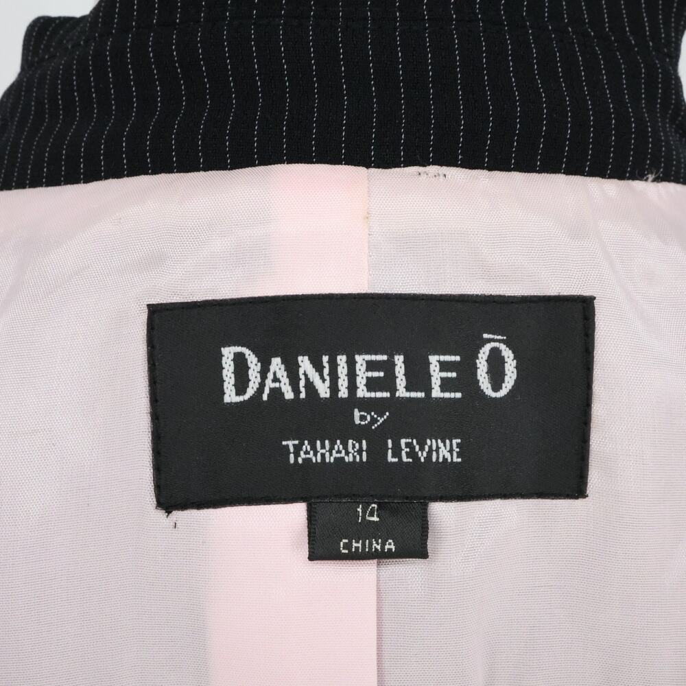 Daniele O Tahari Levine Jacket Womens 14 Black Pinstripe Lined Blazer Pockets - Picture 3 of 16